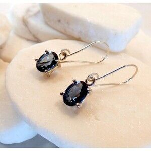 Natural London Blue Topaz Gemstone 925 Sterling Silver Handmade Earrings